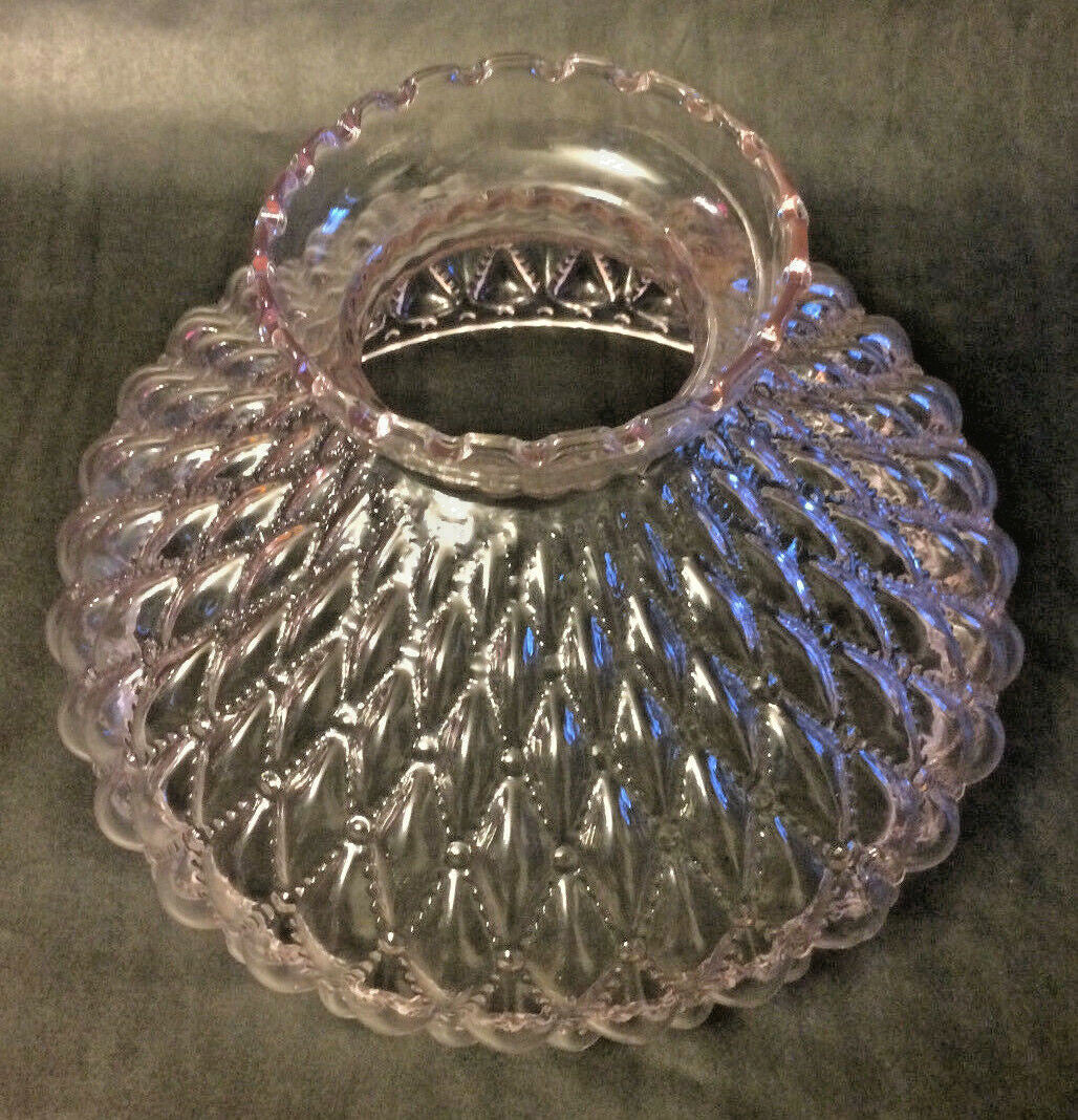 New 10" Student Lamp Shade Pink Crystal Glass Diamond Quilted, Crimp Top, #SH408