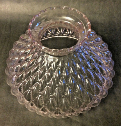 New 10" Student Lamp Shade Pink Crystal Glass Diamond Quilted, Crimp Top, #SH408