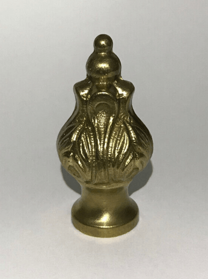 New 2" Antique Style Brass Acanthus Lamp Finial, 1/4 - 27F, Polished & Lacquered - Stone Door Lamps