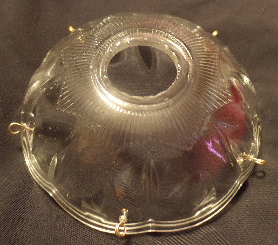 NEW 4" Pressed Glass Round Lamp Prism Chandelier Bobeche w/ 5 Brass Pins #BB902
