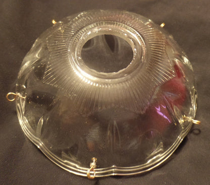 NEW 4" Pressed Glass Round Lamp Prism Chandelier Bobeche w/ 5 Brass Pins #BB902