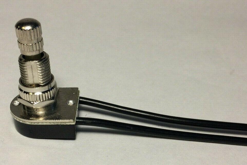 New Tall Nickel Rotary Canopy Switch, 5/8" Shank, 6" Long Wire Leads RS406N - Stone Door Lamps