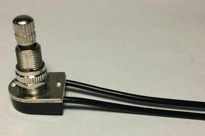 New Tall Nickel Rotary Canopy Switch, 5/8" Shank, 6" Long Wire Leads RS406N - Stone Door Lamps