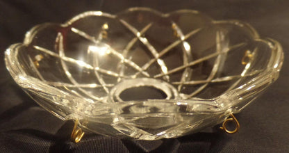 NEW 4" Pressed Glass Round Lamp Prism Chandelier Bobeche w/ 6 Brass Pins #BB906 - Stone Door Lamps