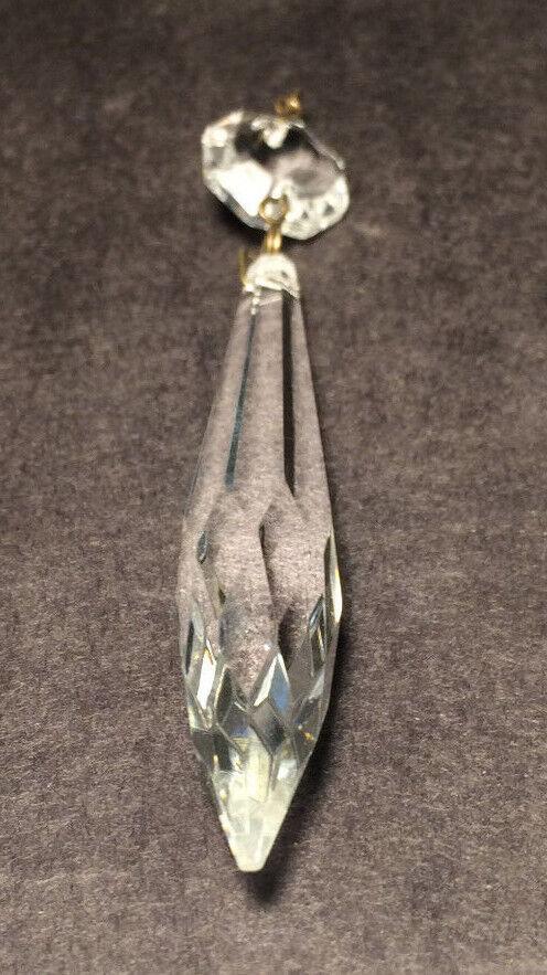 3" (76mm) LONG CLEAR CRYSTAL U - DROP PRISM ANTIQUE BRASS PINS, SOLD INDIVIDUALLY - Stone Door Lamps