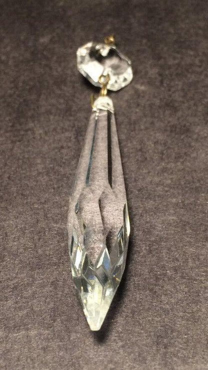 3" (76mm) LONG CLEAR CRYSTAL U - DROP PRISM ANTIQUE BRASS PINS, SOLD INDIVIDUALLY - Stone Door Lamps