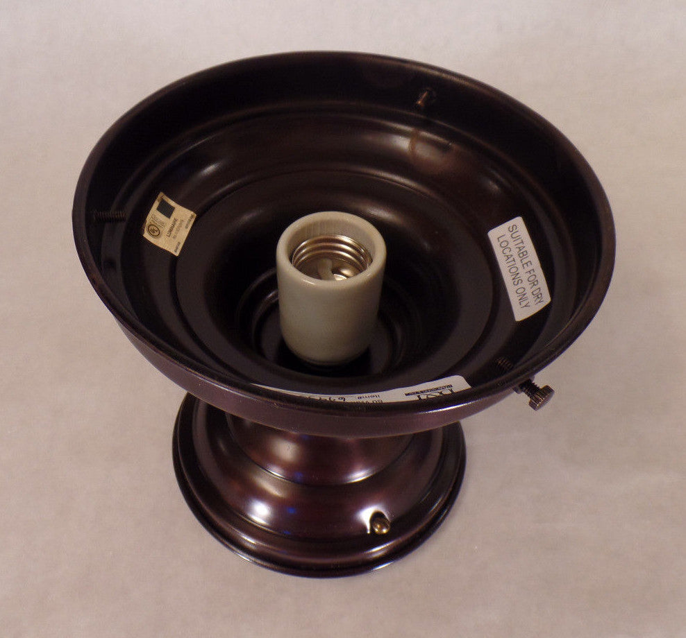 New School House Lighting Fixture, Wired, Brass With Bronze Finish, 6" Fitter