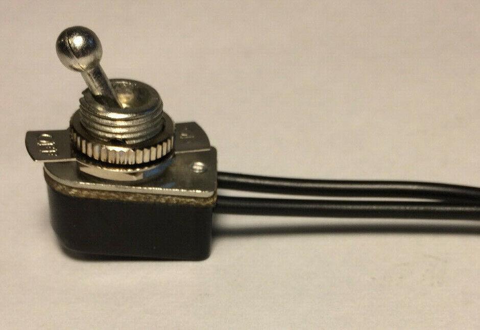 New On/Off Metal Toggle Switch w/ Nickel FInish, Single Circuit #TS411N - Stone Door Lamps
