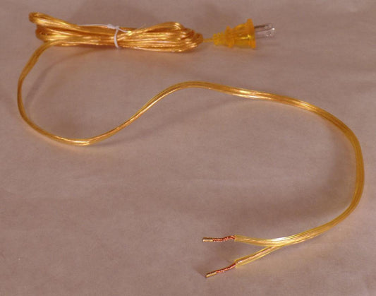 NEW 8' Clear Gold 18/2 Plastic Covered Lamp Cord Plug Set SPT - 1,UL Listed #CS712 - Stone Door Lamps