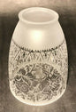 2 1/4" Fitter Venicia Satin Etched Fixture Shade, 2 Roses, Clear Filigree, 5" Ht