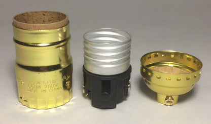 Push Thru Lamp Socket standard size Light Bulbs Brass Plated Shell Reg. Cap #341