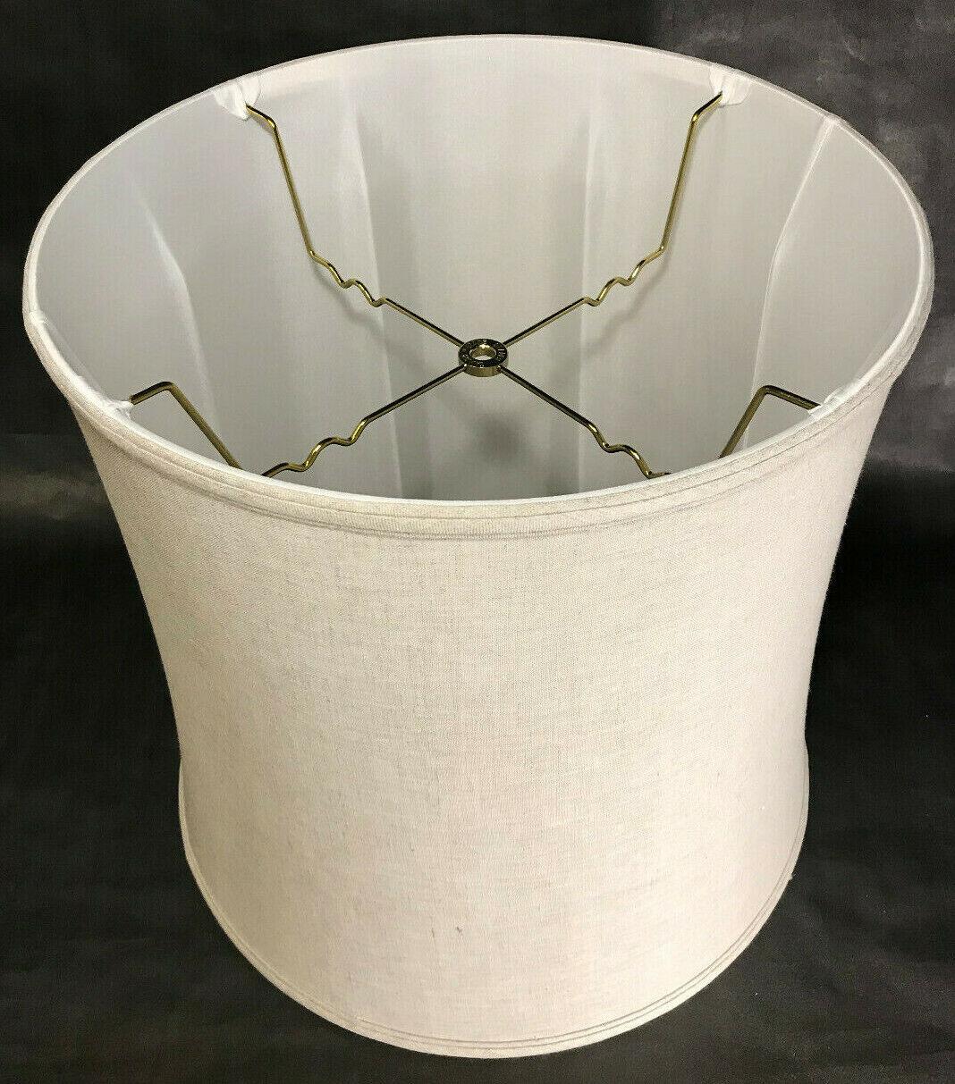 New 11x12x12 Satin Fine Linen Deep Drum Softback Fabric Lamp Shade Natural Color - Stone Door Lamps