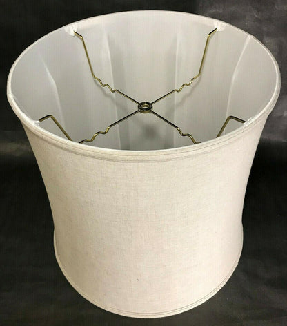 New 11x12x12 Satin Fine Linen Deep Drum Softback Fabric Lamp Shade Natural Color - Stone Door Lamps