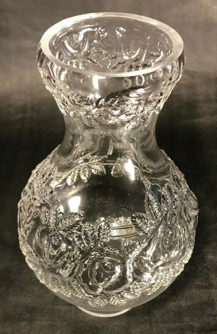 New 3" x 9 1/4" Clear Embossed Glass Roses Lamp Chimney, For #2 Burners, #CH015