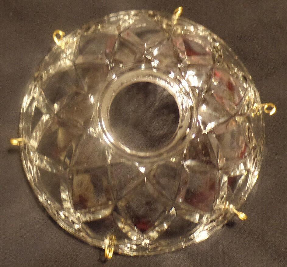 NEW 4" Pressed Glass Round Lamp Prism Chandelier Bobeche w/ 6 Brass Pins #BB906 - Stone Door Lamps