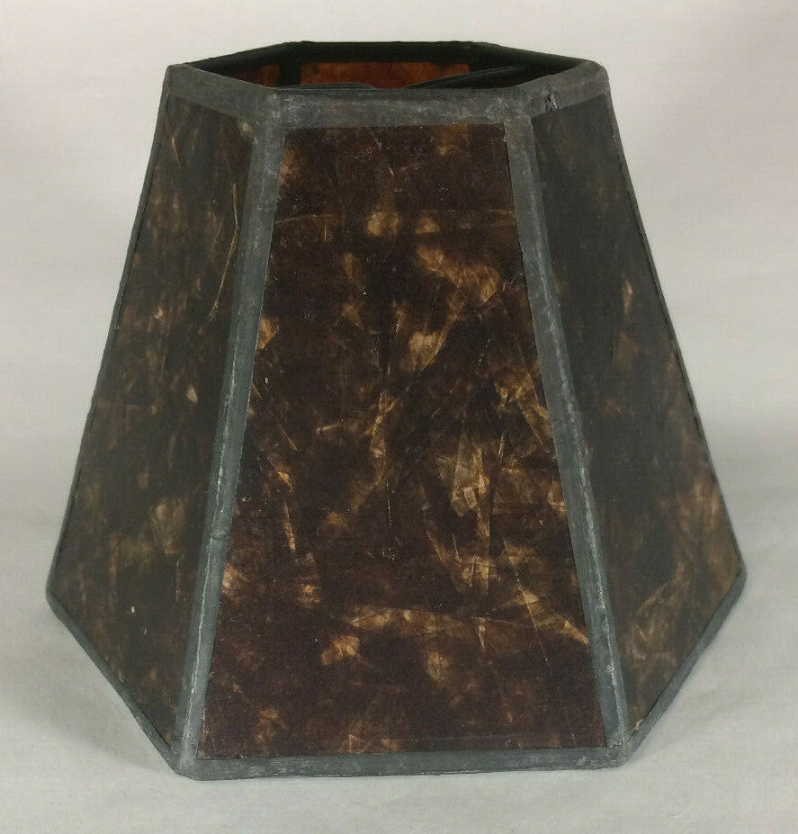 New Amber Mica Panel Mini Hexagon Shade With Torpedo Bulb Clip, 4 1/4" Height