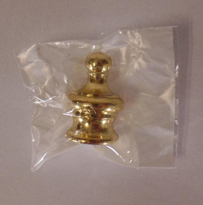 New Brass Finial For Standard Lamp Harps, 1" ht., Burnished & Lacquered #LF824