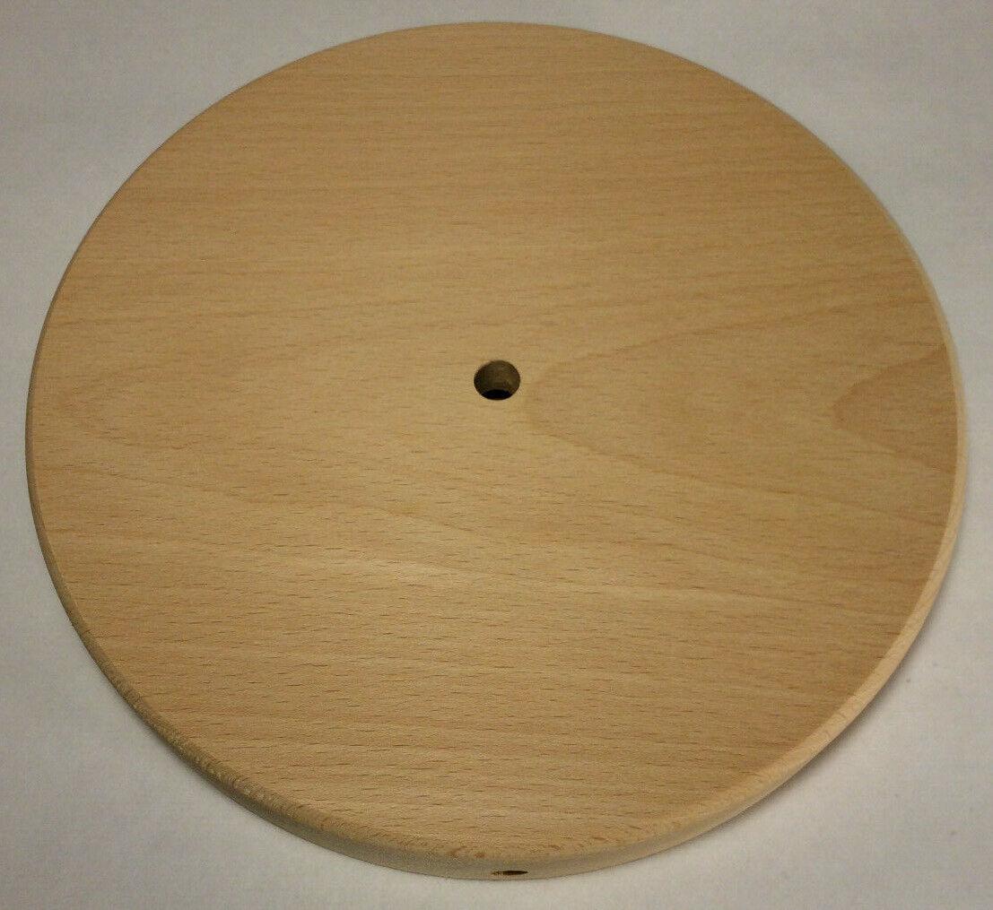 New 8" Modern Style Disc Shaped Rustic Wooden Lamp Base w/ Wire Way Hole #WB316U - Stone Door Lamps