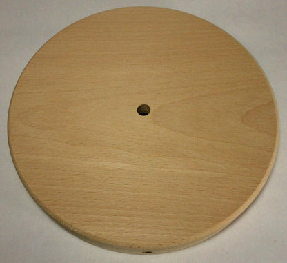 New 8" Modern Style Disc Shaped Rustic Wooden Lamp Base w/ Wire Way Hole #WB316U - Stone Door Lamps