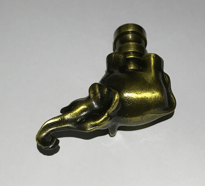 New 2 1/4" Cast Brass Elephant Lamp Finial w/ Antique Finish, 1/4 - 27F Tap BF073A - Stone Door Lamps
