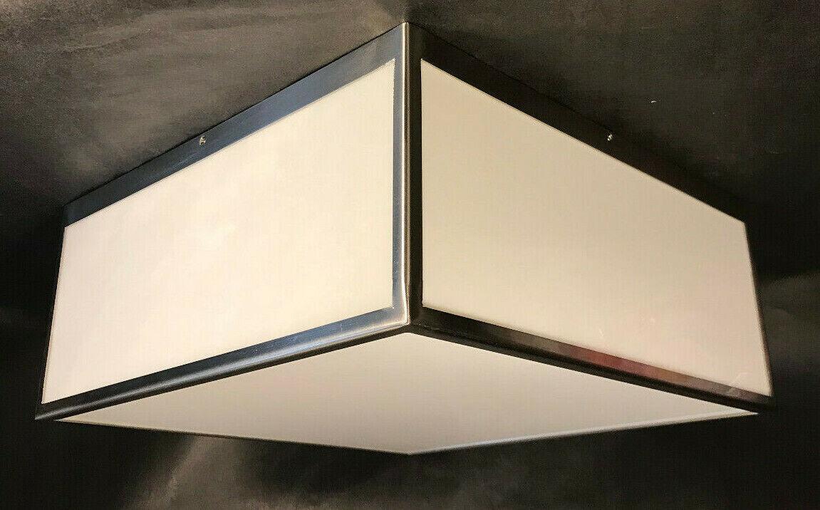 New Nuvo Lighting Crate LED 14" Brushed Nickel Flush Light Fixture Acrylic Panel - Stone Door Lamps