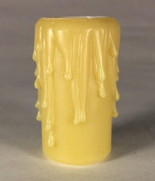 New 2" Tan Gold PolyBeesWax Candelabra Candle Cover with Drips 7/8" I.D. #CC900G - Stone Door Lamps