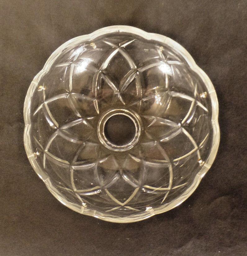NEW 5" Pressed Glass Round Lamp Prism Chandelier Bobeche w/ 8 Brass Pins #BB926 - Stone Door Lamps