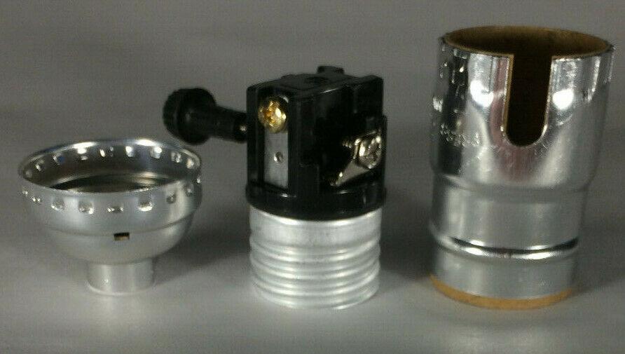 New 3 - Way Nickel Finish Medium Base Turn Knob Lamp Socket SO346N - Stone Door Lamps