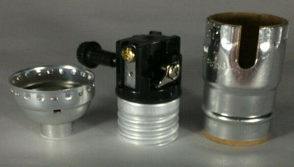 New 3 - Way Nickel Finish Medium Base Turn Knob Lamp Socket SO346N - Stone Door Lamps
