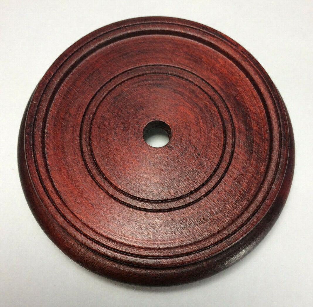 New 3.5" Footed Oriental Wooden Lamp Base w/ Rosewood Finish 1/8 IP Slip #WB251R - Stone Door Lamps