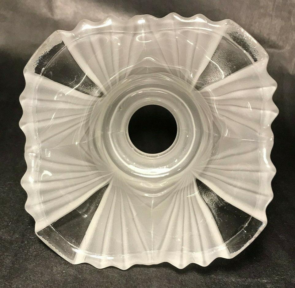 New Paneled Art Deco Crystal Etched Fixture Shade, Clear Panels, 2 1/4" Fitter - Stone Door Lamps