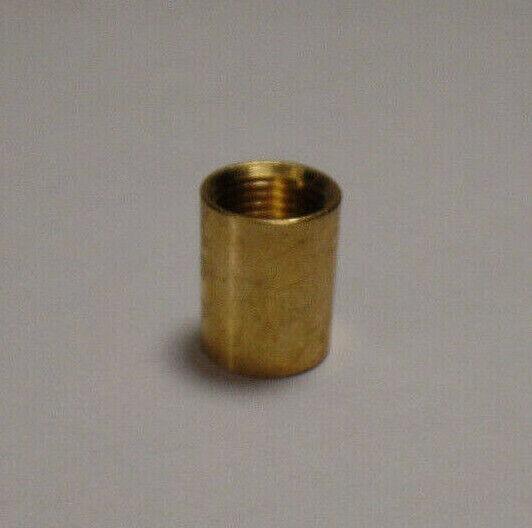 New Brass Lamp Pipe Coupling, Unfinished Brass, 9/16" ht., 1/8F (3/8") #BC936U - Stone Door Lamps