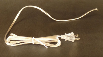 NEW 6' Clear Silver 18/2 Plastic Covered Lamp Cord Plug Set SPT-1, U.L. #CS703