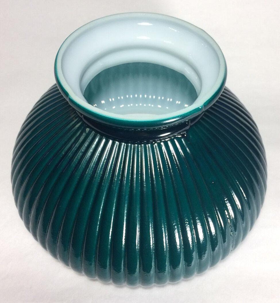New 7" Dark Green Painted Over Opal Ribbed Student Glass Lamp Shade U.S.A.#7S617 - Stone Door Lamps