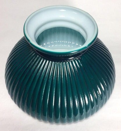 New 7" Dark Green Painted Over Opal Ribbed Student Glass Lamp Shade U.S.A.#7S617 - Stone Door Lamps