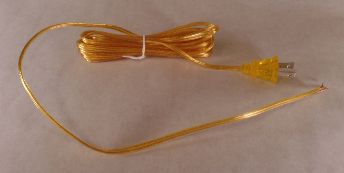 NEW 12' Clear Gold 18/2 Plastic Covered Lamp Cord Plug Set SPT-1,U.L., #CS722