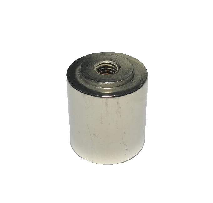 New Drum Brass Lamp Finial, Polished Nickel Finish, 1/4-27F, 1" Ht., 7/8" Dia.