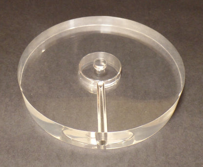 New Clear Round Acrylic Lamp Base w/ Center Hole & Side Outlet, 6 1/2" Diameter