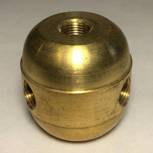New Large Turned Brass 2 Pc. Cluster Body, 3 Light, 1/8F Tap, Unfinished #CB451A - Stone Door Lamps