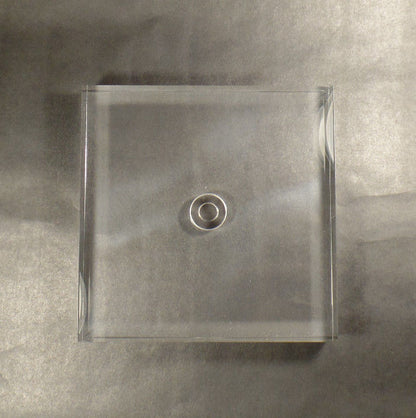 New 4.5" Diameter Clear Square Acrylic Lamp Base Break, Counter Sunk Center Hole