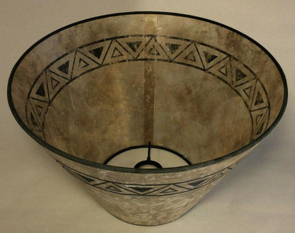New Parchment Color Empire Shaped Mica Lamp Shade W/ Geometric Design Print 709N - Stone Door Lamps