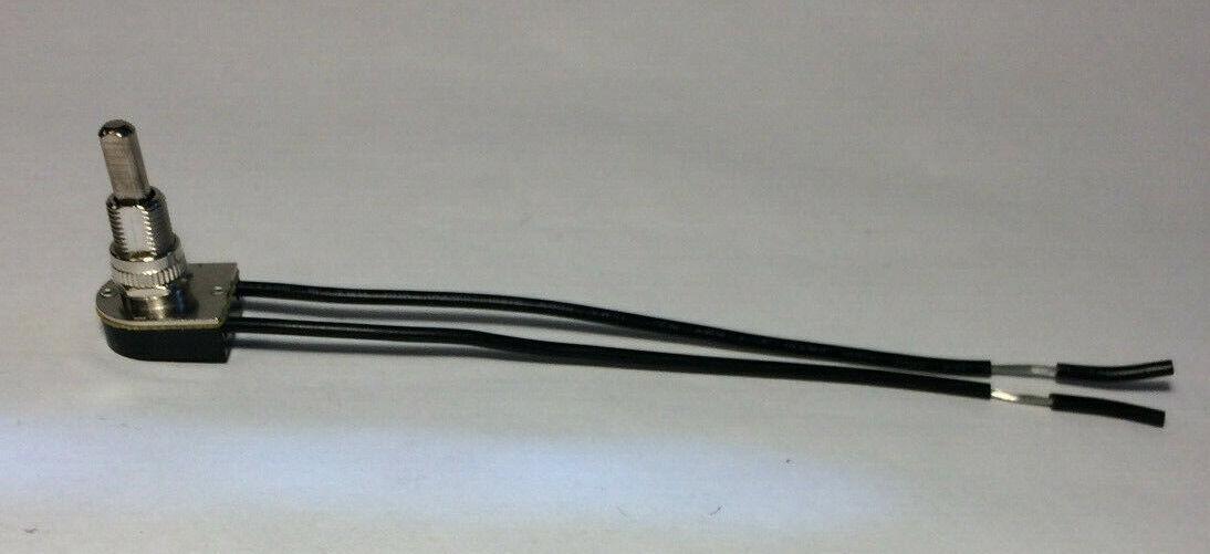 New On/Off Nickel Plated Push Canopy Switch, 5/8" Shank, 6" Wire Leads CS407N - Stone Door Lamps