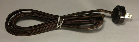 New 10 ft. Brown Rayon Lamp Cord Set with Ribbed Style Brown Plug  #CS861