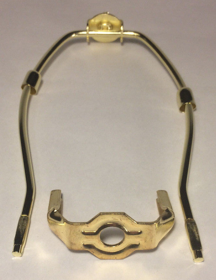 8 1/2" Brass Plated Lamp Harp with Base & Protective Coating, regular weight