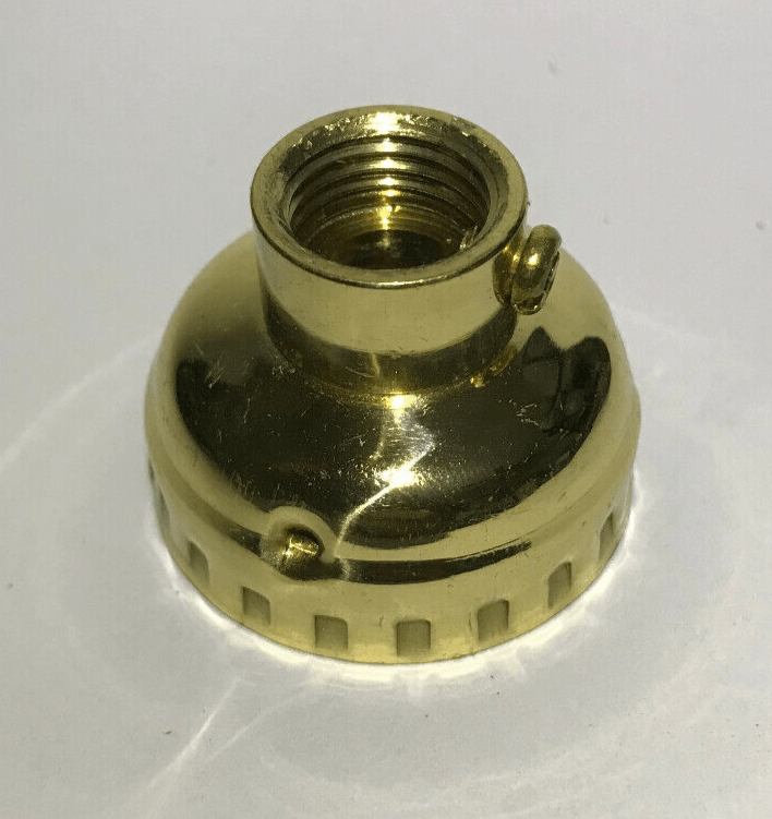 New Leviton Brand Brass Socket Cap With Set Screw, 1/4IP (1/2") Polished SC300M - Stone Door Lamps