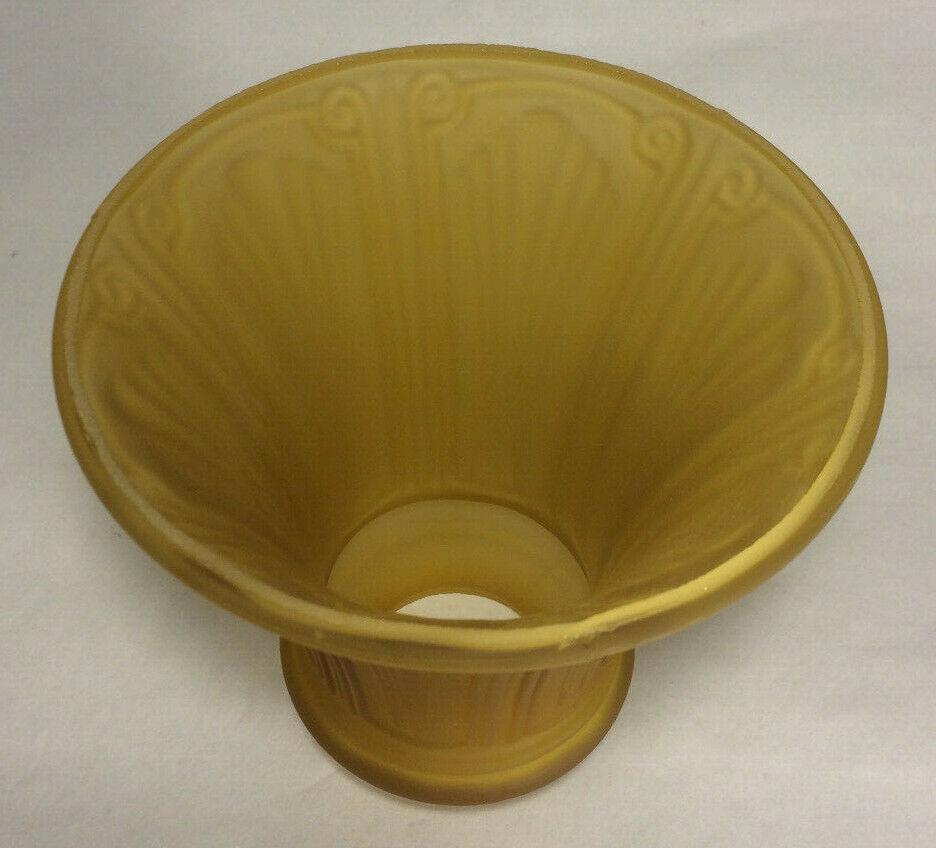 New Satin Amber Pan Light Fixture Shade, 2 1/4" Fitter, 5.5" Tall, USA, #PS601 - Stone Door Lamps