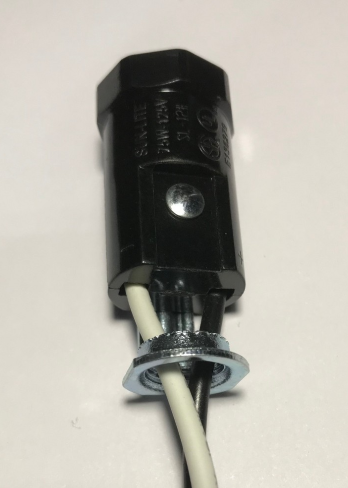New Phenolic Pigtail E12 Candelabra Socket, 6" Wire Leads, 1/8F Hickey #SO633
