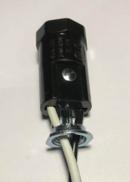 New Phenolic Pigtail E12 Candelabra Socket, 6" Wire Leads, 1/8F Hickey #SO633