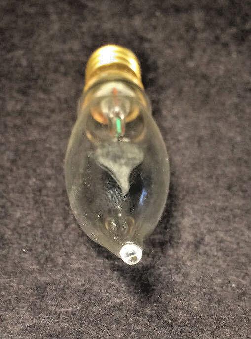 5 PACK FLICKER FLAME CLEAR LIGHT BULBS 3w CA - 5 CANDELABRA BASE FIRE 1500 HOURS - Stone Door Lamps