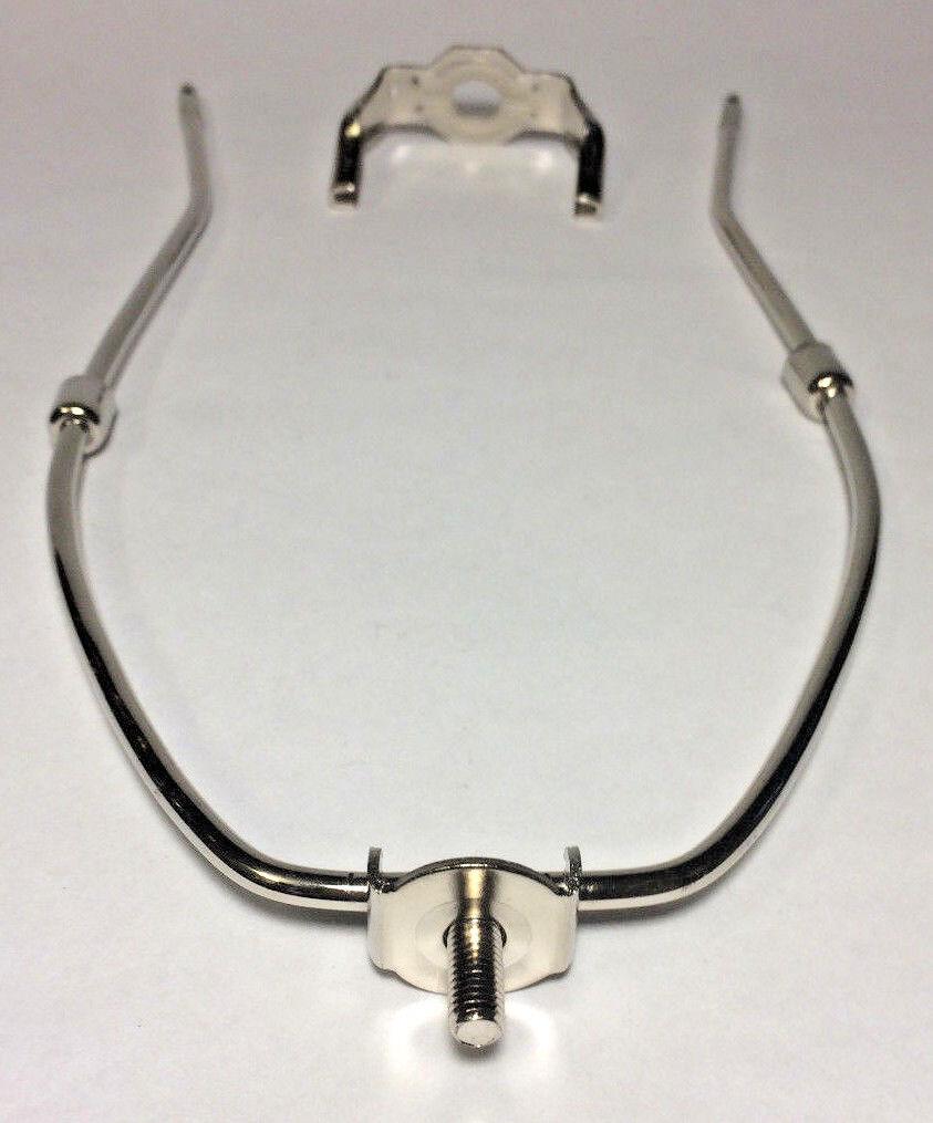 New 11" Nickel Finish Lamp HARP Shade Holder w/Base for Lamp Repair Lamp Part - Stone Door Lamps